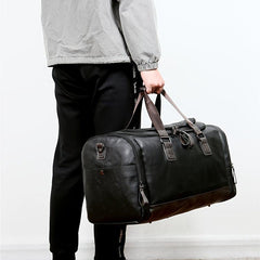 Men Leather Travel Bags Carry On Luggage Bag Duffel Handbag Weekend Tote