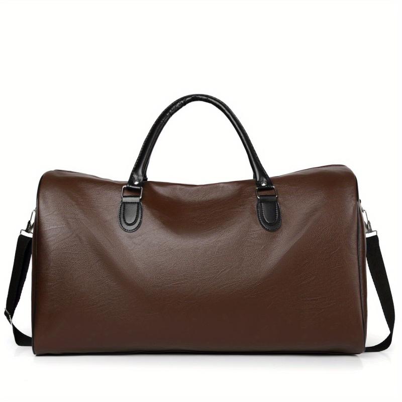 Large Capacity Retro Duffel PU Leather Travel Bag Short Trip Holdall Luggage Bag