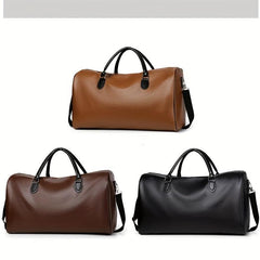 Large Capacity Retro Duffel PU Leather Travel Bag Short Trip Holdall Luggage Bag