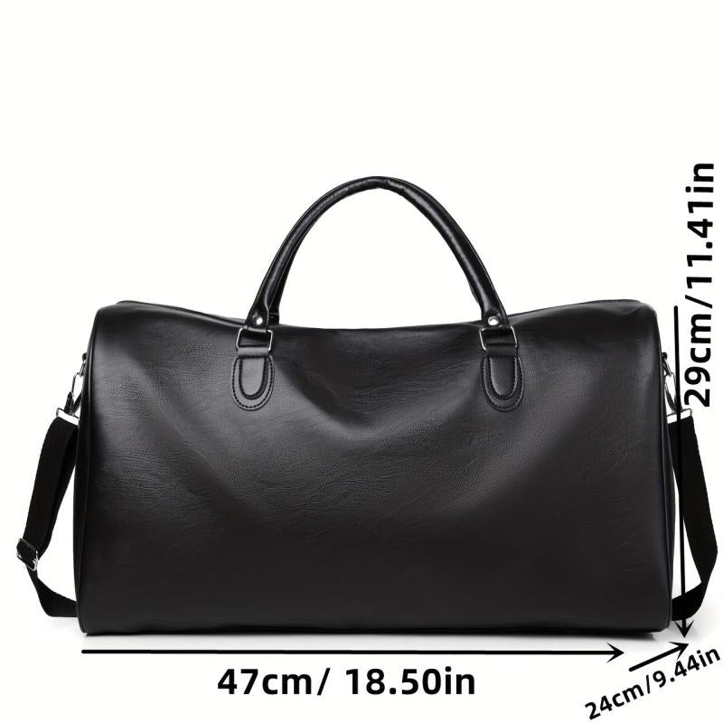 Large Capacity Retro Duffel PU Leather Travel Bag Short Trip Holdall Luggage Bag