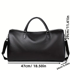 Large Capacity Retro Duffel PU Leather Travel Bag Short Trip Holdall Luggage Bag