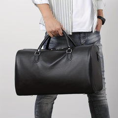 Large Capacity Retro Duffel PU Leather Travel Bag Short Trip Holdall Luggage Bag