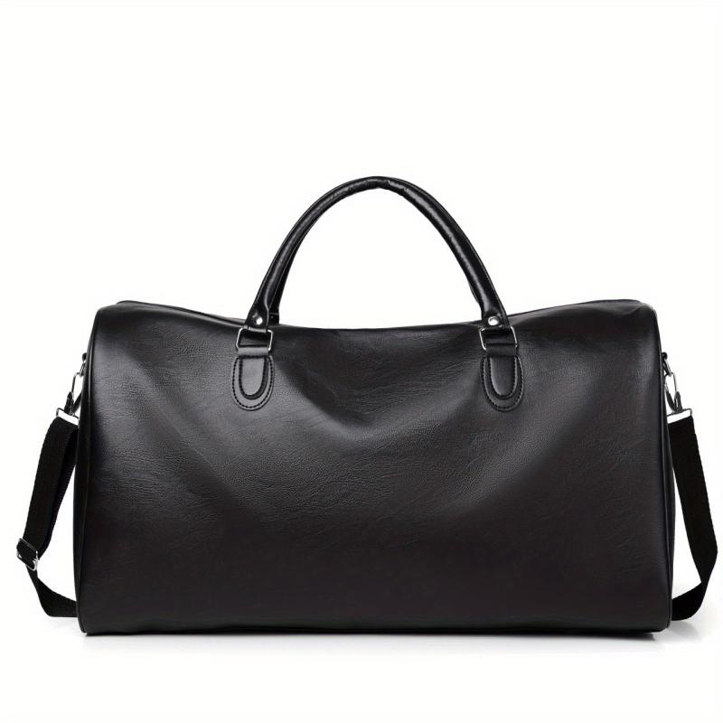 Large Capacity Retro Duffel PU Leather Travel Bag Short Trip Holdall Luggage Bag