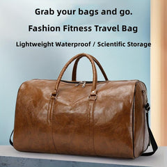 Large Capacity Retro Duffel PU Leather Travel Bag