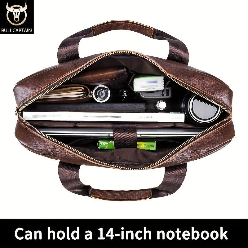 Bull Captain Leather Crossbody Bag Large Capacity