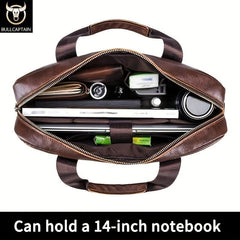Bull Captain Leather Crossbody Bag Large Capacity