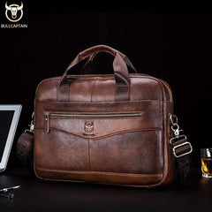 Bull Captain Leather Crossbody Bag Large Capacity