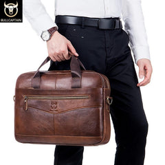 Bull Captain Leather Crossbody Bag Large Capacity