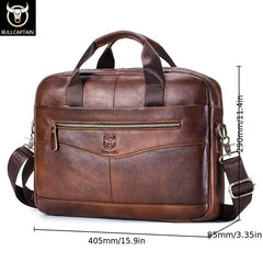 Bull Captain Leather Crossbody Bag Large Capacity