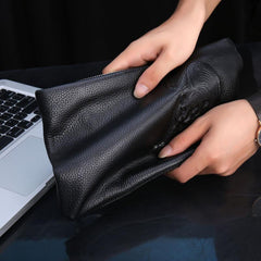 Top Layer Cowhide 3D Clutch Bag Men's Portable Briefcase Soft Leather