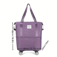 Large Capacity Duffel With Wheels Expandable Travel Bag Holdall Luggage
