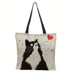 Cat Pattern Tote Bag Lightweight Handbag For Work