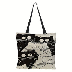 Cat Pattern Tote Bag Lightweight Handbag For Work