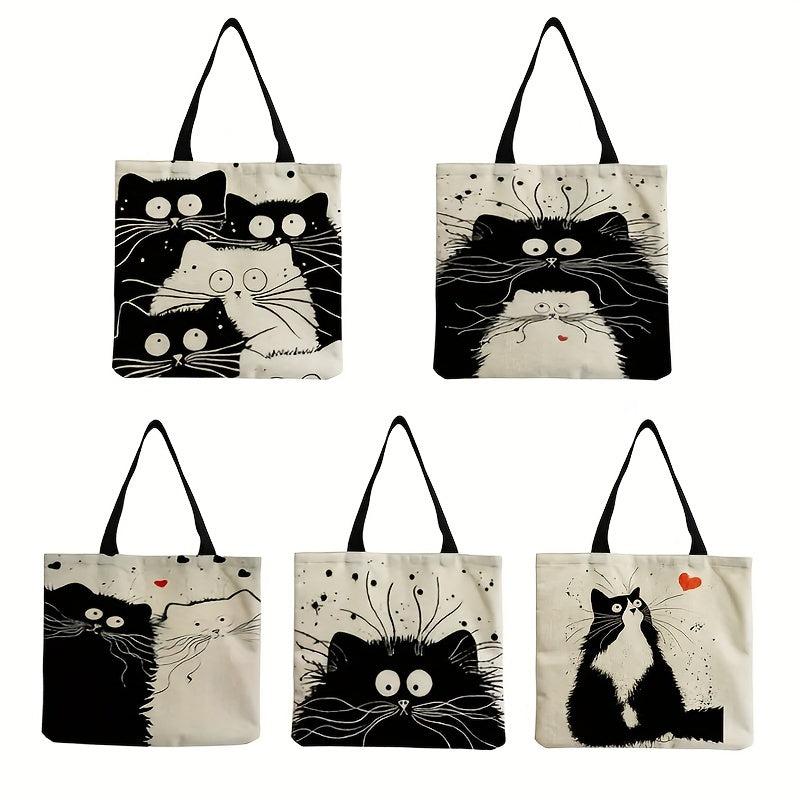 Cat Pattern Tote Bag Lightweight Handbag For Work