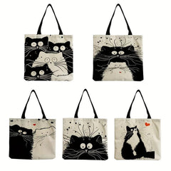 Cat Pattern Tote Bag Lightweight Handbag For Work