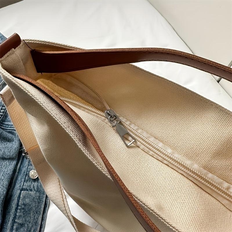 Canvas Large Capacity Tote Handbag For Commuting Students