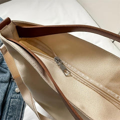 Canvas Large Capacity Tote Handbag For Commuting Students
