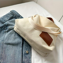 Canvas Large Capacity Tote Handbag For Commuting Students