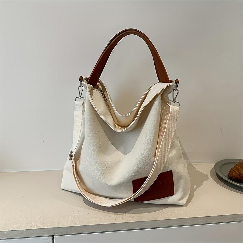 Canvas Large Capacity Tote Handbag For Commuting Students