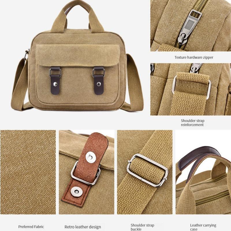 Men's Vintage Canvas Crossbody Bag Casual Shoulder Handbag