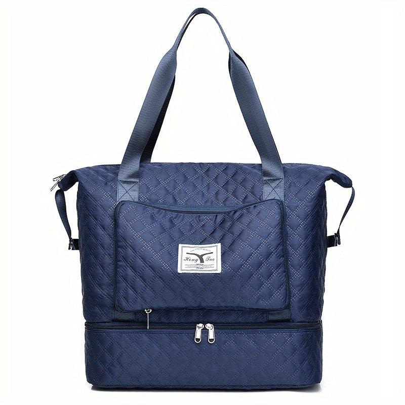 Argyle Pattern Travel Bag Large Capacity Duffel Bag with Shoes Compartment