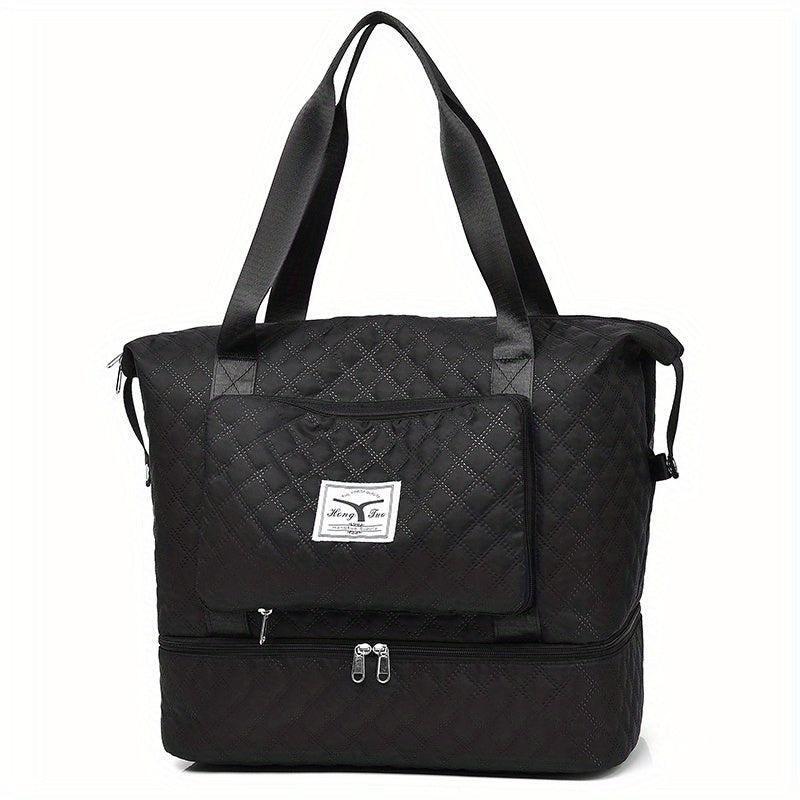 Argyle Pattern Travel Bag Large Capacity Duffel Bag with Shoes Compartment