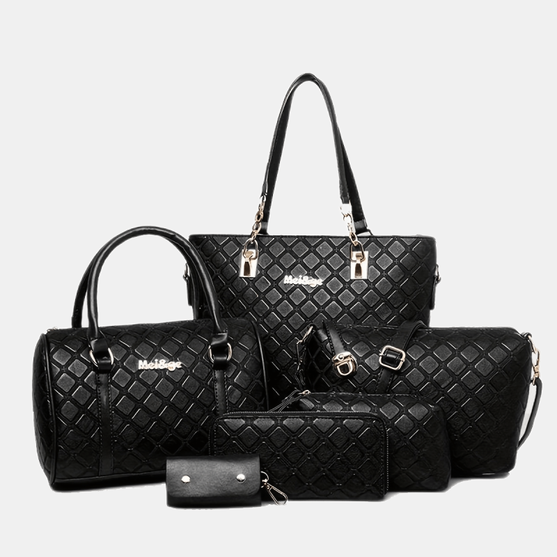 Vintage Rhombus Pattern Briefcase Shoulder Bag Handbag