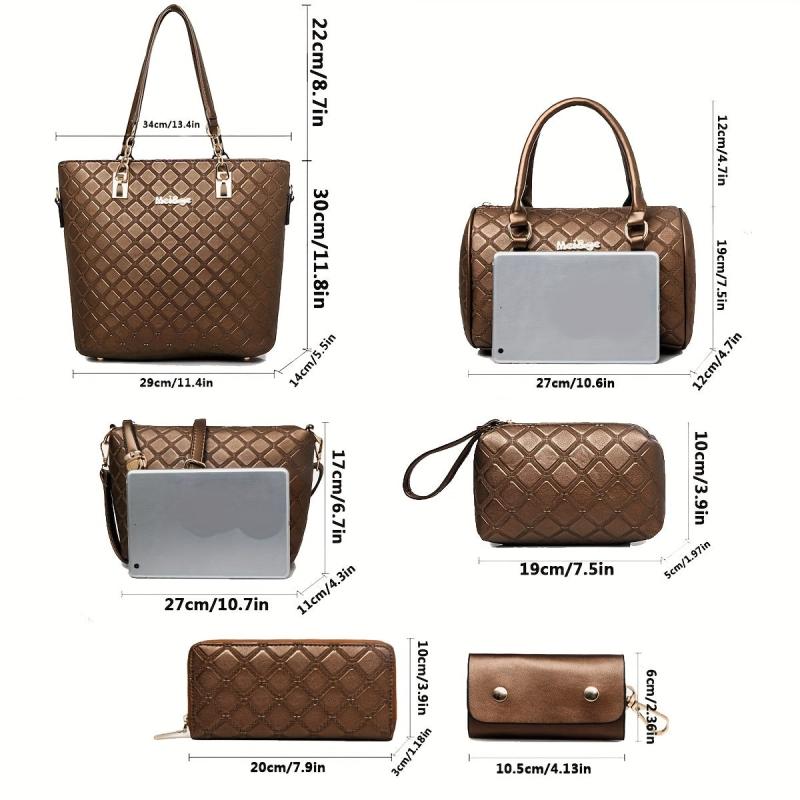 Vintage Rhombus Pattern Briefcase Shoulder Bag Handbag