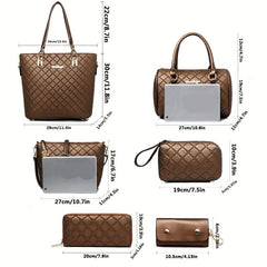 Vintage Rhombus Pattern Briefcase Shoulder Bag Handbag