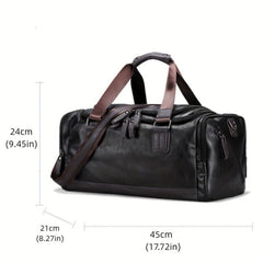 Men's PU Leather Gym Bag Travel Bag Exercise Training Handbag Duffel Bag