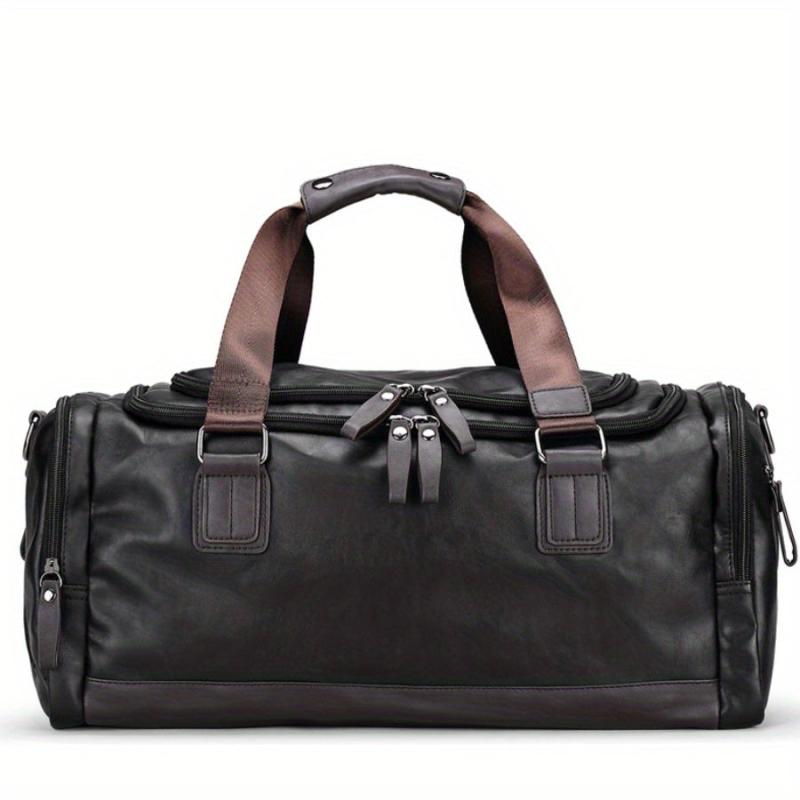 Men's PU Leather Gym Bag Travel Bag Exercise Training Handbag Duffel Bag