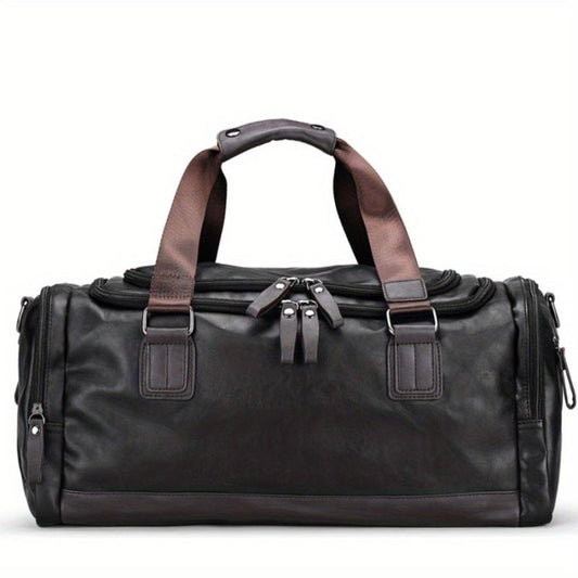 Men's PU Leather Gym Bag Travel Bag Exercise Training Handbag Duffel Bag