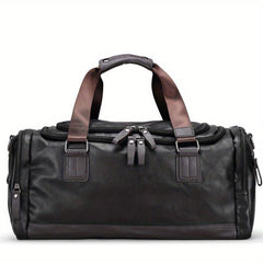Men's PU Leather Gym Bag Travel Bag Exercise Training Handbag Duffel Bag