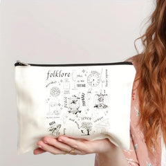 Folklore Pattern Travel Cosmetic Bag Canvas Toiletry Portable Storage