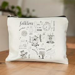 Folklore Pattern Travel Cosmetic Bag Canvas Toiletry Portable Storage