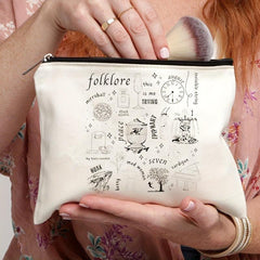 Folklore Pattern Travel Cosmetic Bag Canvas Toiletry Portable Storage