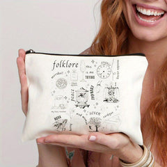 Folklore Pattern Travel Cosmetic Bag Canvas Toiletry Portable Storage