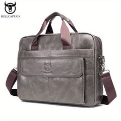 BULLCAPTAIN Leather Briefcase For Men Large Capacity Handbag Messenger Bag
