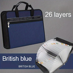 Portable Canvas File Bag Oxford Cloth 26 Layers A4 Zipper Bag