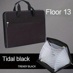 Portable Canvas File Bag Oxford Cloth 26 Layers A4 Zipper Bag