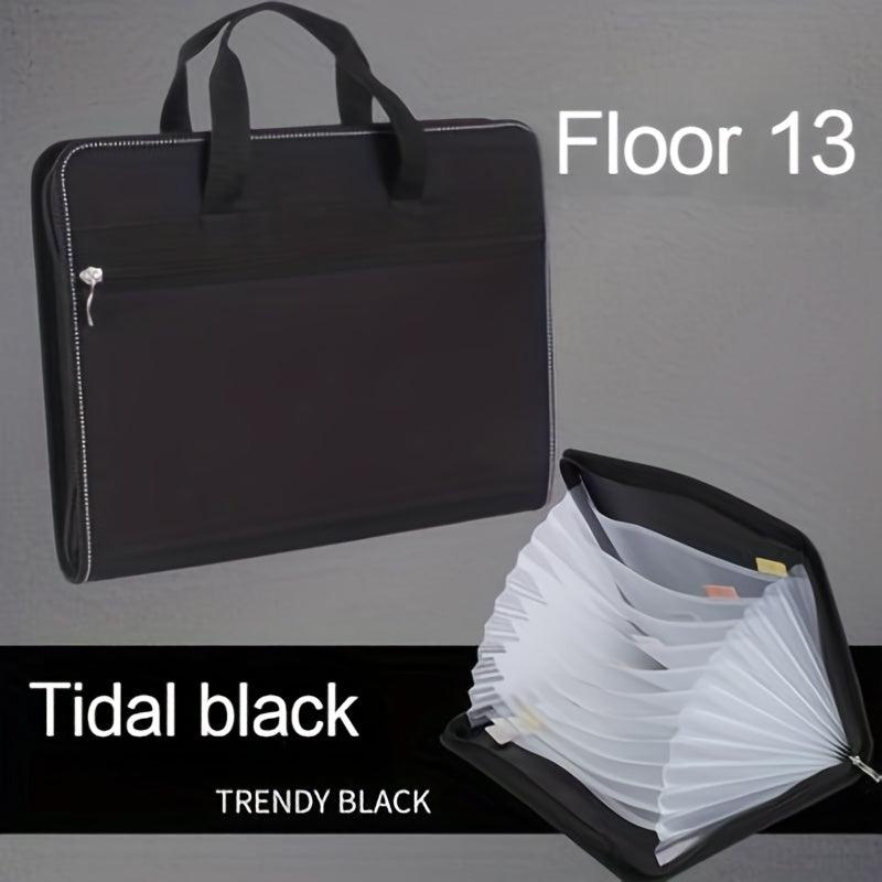 Portable Canvas File Bag Oxford Cloth 26 Layers A4 Zipper Bag