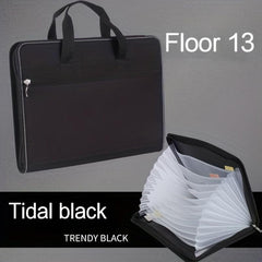 Portable Canvas File Bag Oxford Cloth 26 Layers A4 Zipper Bag