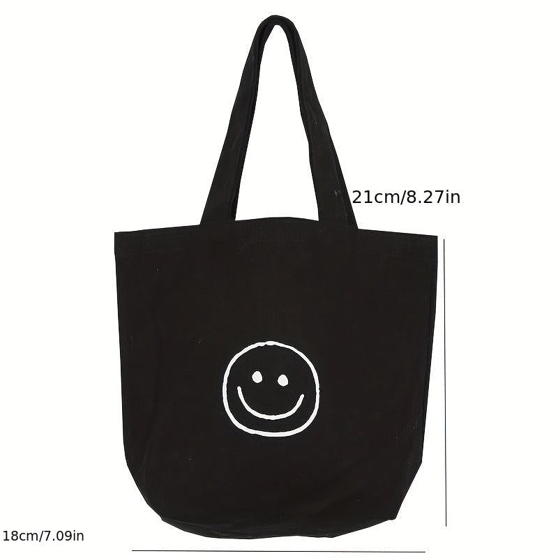 Smiling Face Canvas Mini Bag Handbag for Picnics