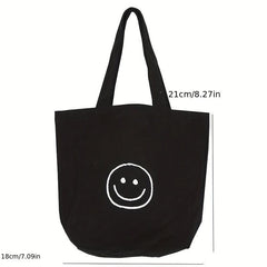 Smiling Face Canvas Mini Bag Handbag for Picnics