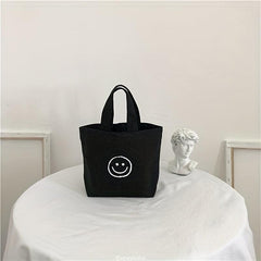 Smiling Face Canvas Mini Bag Handbag for Picnics