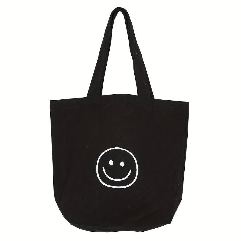 Smiling Face Canvas Mini Bag Handbag for Picnics