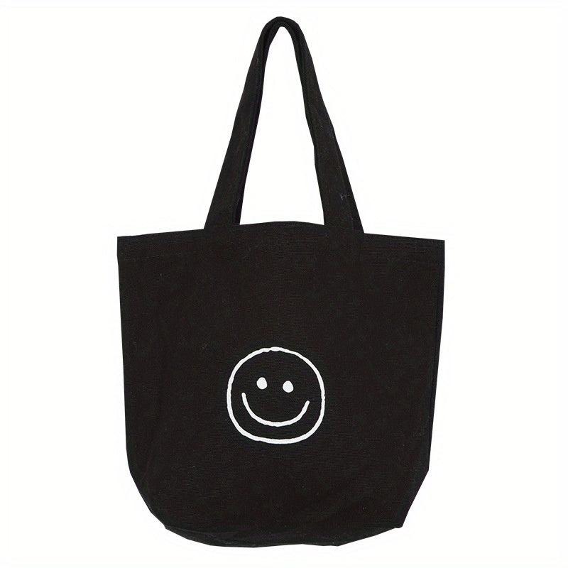 Smiling Face Canvas Mini Bag Handbag for Picnics