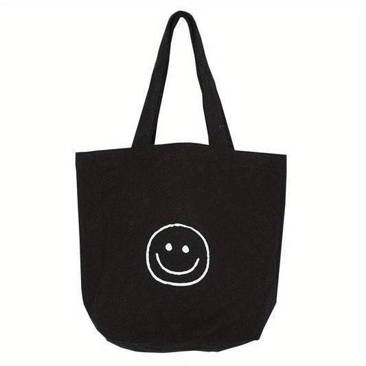 Smiling Face Canvas Mini Bag Handbag for Picnics