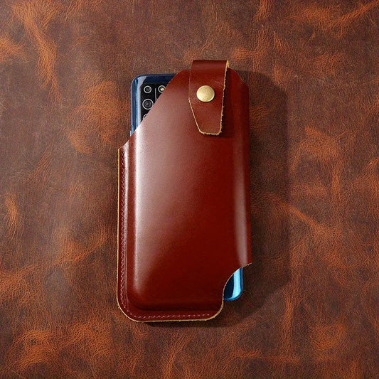 Men's Leather Mobile Phone Bag Outdoor Sports Waist Bag