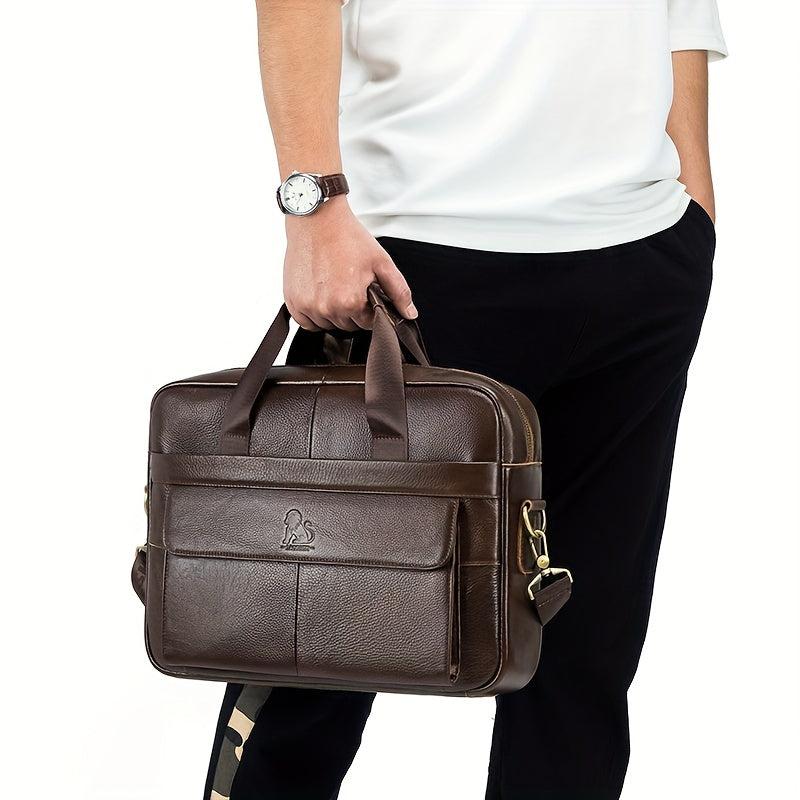 Leather Business Briefcase Messenger Bag for Men Travel Work Computer Bag